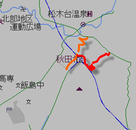 オレンジが五百刈沢隧道の道。
赤いのが、今回紹介したトンネルのある道です。